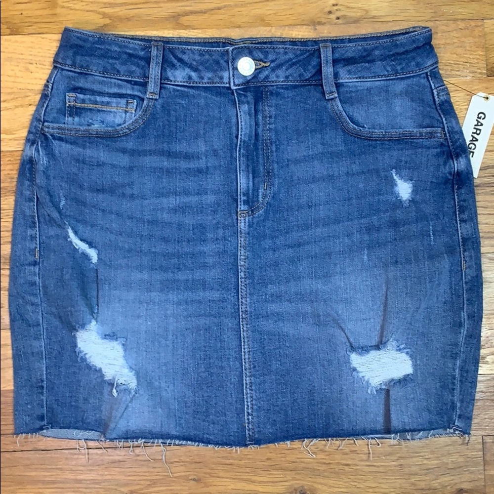 NWT GARAGE Blue Jean Short Skirt Distressed/Ripped